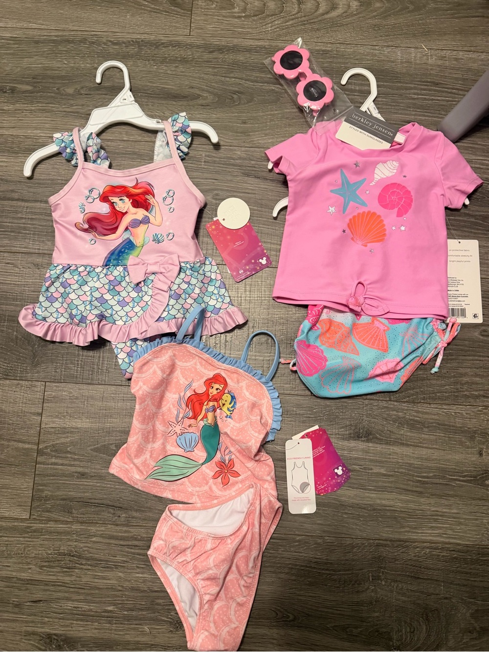 Disney Pink Ariel Mermaid Swim Set with Aqua Shell Accents